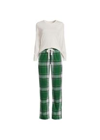 LANDS' END Pyjama-Set mit Flanellhose, Damen,  Gr&uuml;n, Baumwolle/Baumwoll-Mischung/Viskose-Mischung, by Lands' End