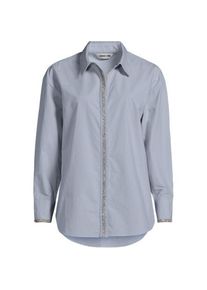 LANDS' END Baumwollbluse mit verzierter Knopfleiste, Damen,  Blau, Baumwolle, by Lands' End