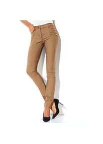Stretch-Hose Heine, Damen, Gr. 24, Kurzgr&ouml;&szlig;en, braun (camel), 48% Baumwolle, 45% Polyester, 7% Elasthan, Miedereinsatz:15% Elasthan, 85% Polyamid, unifarben, lang, Hosen