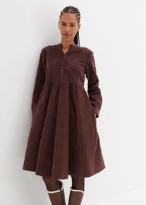 bonprix Kleid aus Baumwollcord, braun, Gr.56, L&auml;ssiges Baumwoll-Cord-Kleid mit V-Ausschnitt, aus Cord