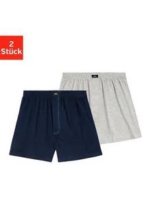 H.I.S. Weiter Boxer H.I.S, Herren, Gr. XS, 2 Stk., grau (navy, grau, meliert), Jersey, Obermaterial: 95% Baumwolle, 5% Elasthan, unifarben, bequem, Unterhosen, aus weicher Single Jersey Ware