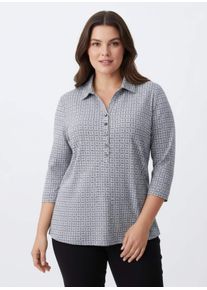 sheego Große Größen Schlupfbluse mit Minimal-Muster, marine-weiß-bedruckt, Größe 42 - Damen