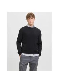 Jack & Jones Strickpullover JACK & JONES "JJEEMIL KNIT CABLE CREW NECK NOOS", Herren, Gr. M, schwarz, Strick, Obermaterial: 60% Baumwolle, 20% Nylon, 20% Viskose, unifarben, regular fit h&uuml;ftlang, Rundhals, B&uuml;ndchen, Pullover Strickpullover