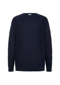 Woll- & Merinopullover KnowledgeCotton Apparel Cotton Cable Crew Neck Herren (Gr L |blau)