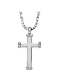 Kette mit Anh&auml;nger Fossil "Schmuck Geschenk Edelstahl Halskette JEWELRY Kreuz", silber (edelstahlfarben), Halsketten, Damen, Edelstahl, L: 56,5 B: 2mm, B:2mm