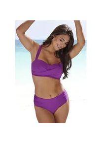 Bikini-Hose Lascana "Comfy", Damen, Gr. 42, N-Gr, lila (beere), Recycling-Polyamid, unifarben, Badehosen Bikini-Hose, in h&ouml;herer Form