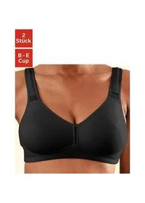T-Shirt-BH Petite Fleur, Damen, Gr. 95, Cup E, schwarz (2x schwarz), Jersey, Obermaterial: 95% Baumwolle, 5% Elasthan, Basic, BHs T-Shirt-BH, ohne B&uuml;gel aus Baumwolle