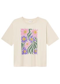 T-Shirt DEDICATED T-Shirt Vadstena Daisey Block Damen (Gr XL |beige/weiß)