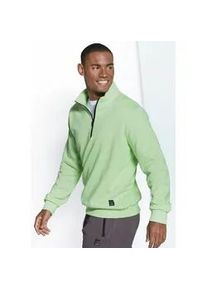 Sweatshirt John Devin, Herren, Gr. XXL (60/62), gr&uuml;n (hellgr&uuml;n), angeraute Sweatware, Obermaterial: 60% Baumwolle, 40% Polyester, unifarben, bequem normal, Rundhals, angesetztes B&uuml;ndchen, Sweatshirts Sweatshirt, Troyer mit schwarzem Rei&szlig;verschluss am Kragen, aus Baumwoll-Mix