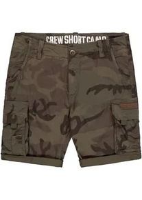 Shorts Alpha Industries "Crew Short Camo", Herren, Gr. 34, Normalgr&ouml;&szlig;en, gr&uuml;n (schwarz olive camo), Obermaterial: 98% Baumwolle, 2% Elastan, Hosen Shorts