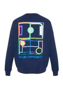 Sweatshirt Lotto, Herren, Gr. M (48/50), blau (peacoat), 80% Baumwolle, 20% Polyester, bedruckt, Rundhals, Rippb&uuml;ndchen, Sweatshirts Sweatshirt, - mit plakativem R&uuml;ckenprint
