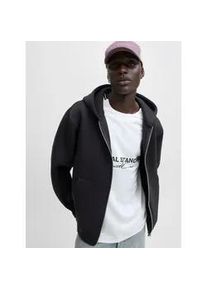 Jack & Jones Kapuzensweatshirt JACK & JONES "JCOCOVER SCUBA SWEAT ZIP HOOD NOOS", Herren, Gr. XL, schwarz, angeraute Sweatware, Obermaterial: 65% Polyester, 30% Viskose, 5% Elasthan, unifarben, relaxed fit, Rippb&uuml;ndchen, Sweatshirts