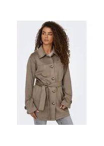 Trenchcoat Only "ONLDIANE LIFE FAUX SUEDE COAT CC OTW", Damen, Gr. XS, braun (walnut), Web, Obermaterial: 92% Polyester, 8% Elasthan, unifarben, regular fit, M&auml;ntel