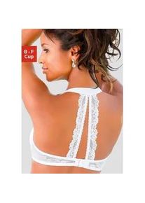 Neckholder-BH Lascana, Damen, Gr. 80, Cup D, wei&szlig;, Spitze, Obermaterial: 91% Polyamid, 9% Elasthan, BHs BH Spitzenw&auml;sche Spitzen-BH B&uuml;gel-BH Neckholder-BH, Dessous mit softem Neckholder und Spitzenr&uuml;cken, sexy Dessous