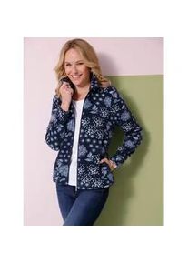 Fleecejacke Classic Basics, Damen, Gr. 46, blau (marine, eisblau, bedruckt), 100% Polyester, gemustert, mehrfarbig, Jacken Fleecejacke