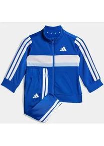 Trainingsanzug Adidas SPORTSWEAR "SEASONAL ESSENTIALS TIBERIO 3-STREIFEN TRICOT KIDS", M&auml;dchen, Gr. 104, blau (royal blau, glow blau, wei&szlig;), Obermaterial: 100% Polyester, Sportanz&uuml;ge Trainingsanzug