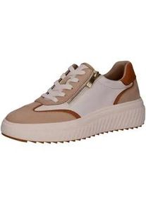 Plateausneaker Caprice "Caprice Sneaker Leder", Damen, Gr. 39, wei&szlig;, beige, Leder, Schuhe Plateausneaker