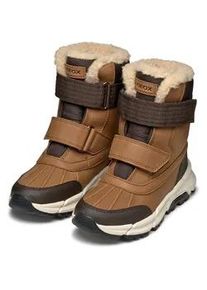 Winterstiefel Geox "J FLEXYPER PLUS BOY", Damen, Gr. 40, braun, Synthetik, Textil, Schuhe Winterstiefel, Snowboots, Klettstiefel mit Warmfutter, Gr&ouml;&szlig;enschablone zum Download