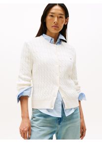 Tommy Hilfiger Damen Strickjacke "CO CABLE MID GG C-NK LS CARDI"ivory silk, casual, Gr. XXXL, unifarben, Strick, Obermaterial: 100% Baumwolle,