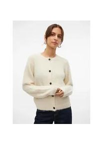 V&eacute;ro Moda Strickjacke VERO MODA "VMNOVAH LS O-NECK BUTTON CARDI GA NOOS", Damen, Gr. XXL, birch, Strick, Obermaterial: 70% Polyester, 21% Nylon, 8% Wolle, 1% Elasthan, unifarben, regular fit h&uuml;ftlang, Rundhals, Strickjacken Strickjacke