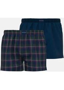 Boxershorts Tom Tailor "Milos", Herren, Gr. 5M, blau (blau, dunkel, karo), Obermaterial: 100% Baumwolle, bequem, Unterhosen, bequem, leicht, Logopatch, basic, kariert, Baumwolle