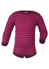 Merinounterwäsche Engel Baby Body L/S mit Druckknöpfen geringelt Kinder (Gr 50/56 |lila)