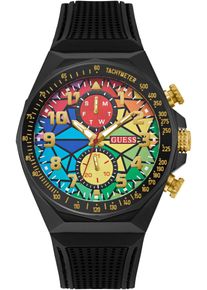 Guess Herren Multifunktionsuhr "D1"schwarz, Armbanduhren, Quarzuhr, Armbanduhr, Herrenuhr, Datum, Wochentag, Silikonarmband