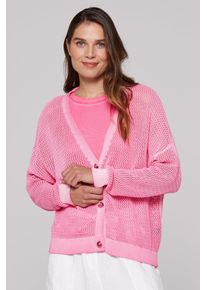 SOCCX Damen Strickjackefloral pink, casual, Gr. ML, Material: 60% Baumwolle, 40% Viskose, Strickjacken, mit Baumwolle