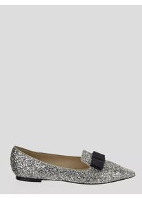 Jimmy Choo Slipper & Pantoletten - Jimmy Choo Gala Ballerina Flats - Gr. 37 (EU) - in Silber - f&uuml;r Damen