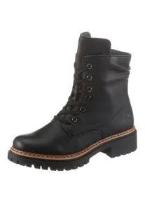 Schn&uuml;rboots Rieker, Damen, Gr. 39, schwarz, Lederimitat, Schuhe Schn&uuml;rboots, Stiefelette, Profilsohle, Blockabsatz, mit l&auml;ssiger Schn&uuml;rung, Topseller