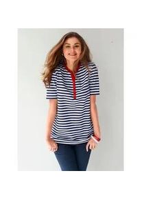 Kurzarmshirt Classic Basics "Shirt", Damen, Gr. 52, bunt (wei&szlig;, marine, gestreift), 100% Baumwolle, gemustert, mehrfarbig, Rundhals, Shirts