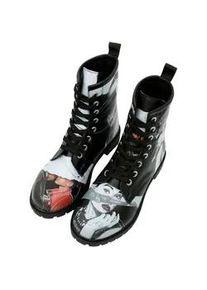 Schn&uuml;rboots DOGO "Long Boots Schn&uuml;rstiefel Go Back To Being Yourself Black Damen", Damen, Gr. 36, Normalschaft, schwarz, Lederimitat, Schuhe Schn&uuml;rboots, Handgefertigt