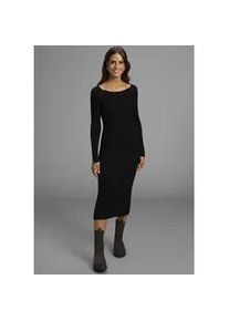 Strickkleid HECHTER PARIS, Damen, Gr. 40, N-Gr, schwarz solid, Strick, Obermaterial: 70% Viskose, 30% Polyamid, unifarben, figurbetont wadenlang, Rundhals, Raglan&auml;rmel, Kleider Strickkleid, mit Cutouts und Kn&ouml;pfen - NEUE KOLLEKTION