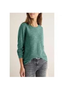 Rundhalspullover Cecil, Damen, Gr. S (38), smoky gr&uuml;n heather melange, Strick, Obermaterial: 60% Baumwolle, 40% Polyester, meliert, regular fit normal, Rundhals, gerader Abschluss, Pullover Rundhalspullover, mit Struktur