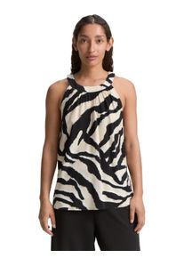 Tom Tailor Damen Blusentopabstract beige zebra, casual, Gr. 40, animal-print, Obermaterial: 100% Viskose, Blusen, mit Neckholder Ausschnitt