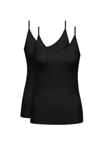 Spaghettitop Mey "Pure Sense", Damen, Gr. XXS (XS), schwarz, Feinripp, Obermaterial: 50% Viskose, 46% Polyamid, 4% Elasthan, unifarben, k&ouml;rpernah h&uuml;ftbedeckend, tiefer V-Ausschnitt, Tops, ohne auftragende Seitenn&auml;hte, tiefer V-Ausschnitt