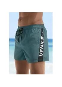 Badeshorts Venice Beach, Herren, Gr. XS (44), N-Gr, gr&uuml;n, Microfaser, Recycling-Polyester, unifarben mit Farbeinsatz, Badehosen Badeshorts, mit gro&szlig;em Markenschriftzug