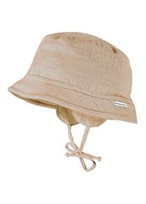 MaxiMo Babys H&uuml;tchen Musselin Band Ohrenkl Futter Hut Kinder (Gr 47 cm |beige)