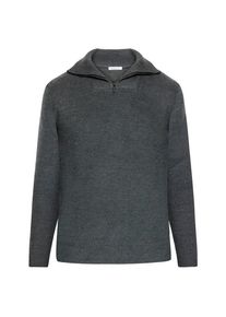 KnowledgeCotton Apparel 1/2 Neck Zip Merino Wool Rib Knit Merinopullover Herren (Gr L |grau)
