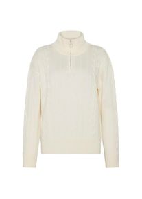 KnowledgeCotton Apparel M 1/2 Zip High Neck Cable Wollpullover Damen (Gr S |beige)