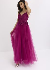 bonprix Abendkleid aus zartem T&uuml;ll mit Spitze, pink, Gr.38, Modern und feminin: Bezauberndes Abendkleid in Maxi-L&auml;nge aus zartem T&uuml;ll mit Spitze