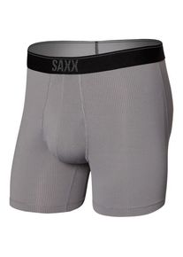 SAXX Quest Quick Dry Mesh Boxer Brief Fly Kunstfaserunterwäsche Herren Wandern (Gr S |grau)
