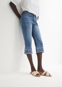 bonprix Capri-Jeans, blau, Gr.40, Trendige Capri-Jeans mit Stickerei, 82% Baumwolle
