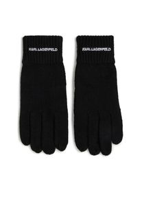 K by KARL LAGERFELD Karl Lagerfeld Handschuhe - Strickhandschuhe mit Logo - Gr. S - in Schwarz - f&uuml;r Damen