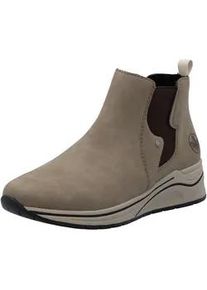 Chelseaboots Rieker, Damen, Gr. 41, beige, Elastischer Einsatz, Nubuklederimitat, Schuhe Chelseaboots, Boots, Stiefelette, High Top Sneaker, Keilboots mit Stretcheinsatz