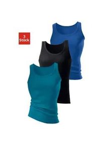 H.I.S. Unterhemd H.I.S "Doppelripp Tanktop", Herren, Gr. 6, 3 Stk., N-Gr, bunt (royalblau, schwarz, petrol), Doppelripp, Obermaterial: 100% Baumwolle, unifarben, figurbetont, tiefer Rundhals, Unterhemden Unterhemd, aus weicher Baumwollqualit&auml;t