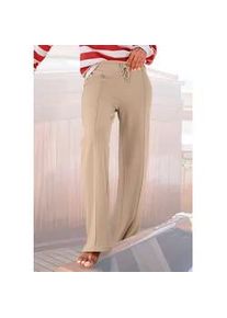 H.I.S. Relaxhose H.I.S, Damen, Gr. 32/34, N-Gr, braun (nougat), Interlock, Obermaterial: 60% Baumwolle, 40% Polyester, unifarben, Basic, bequem lang, Hosen Relaxhose, im maritimen Stil, Loungeanzug, Topseller