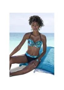B&uuml;gel-Bandeau-Bikini Vivance, Damen, Gr. 38, Cup D, blau (t&uuml;rkis bedruckt), Xtra Life LYCRA, bedruckt, Bikini-Sets, mit abnehmbaren Tr&auml;gern