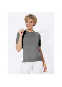 Kurzarmpullover Casual Looks "Pullover", Damen, Gr. 52, grau (grau, meliert), 50% Baumwolle, 50% Polyacryl, unifarben, Pullover