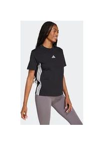 T-Shirt Adidas SPORTSWEAR "ESSENTIALS 3-STREIFEN COTTON", Damen, Gr. XL, schwarz-wei&szlig; (schwarz, wei&szlig;), Obermaterial: 100% Baumwolle, normal, Rundhals, Shirts T-Shirt